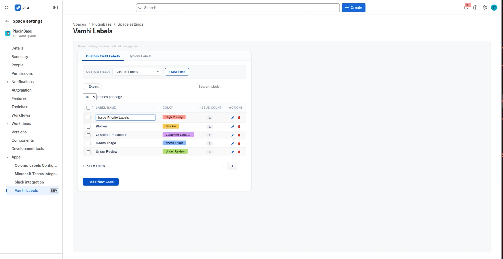 Merge, rename & delete labels across all issues – Jira / Atlassian app feature by Vamhi